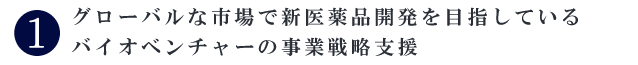 グローバルな市場で新医薬品開発を目指しているバイオベンチャーの事業戦略支援